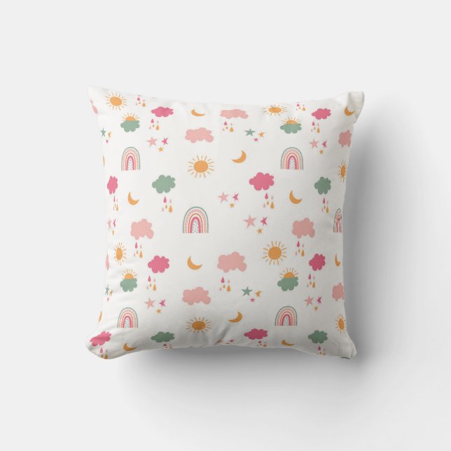 Whimsical Weather Delight Throw Pillow (Front)