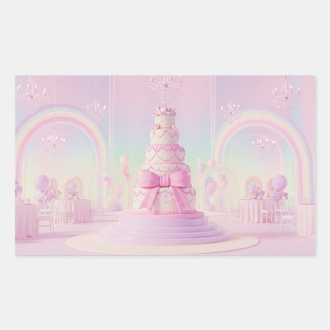 Whimsical Wedding Cake with Oversized Bow Sticker (Front)