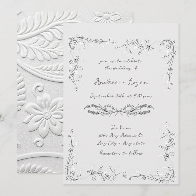 Whimsical  Wedding Dinner Invitation (Front/Back)