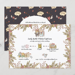 Whimsical Wedding Doodles Handwritten Timeline Invitation