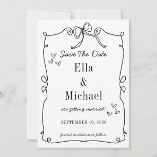 Whimsical Wedding Invitations with Hand Drawn Bow
