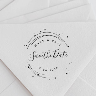 Whimsical Wedding Save the Date Rubber Stamp