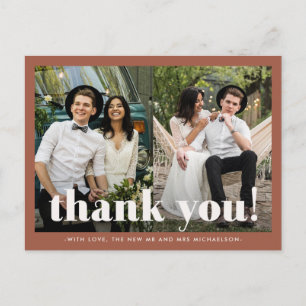 Whimsical Wedding Thank You Terracotta Two Photo Postcard