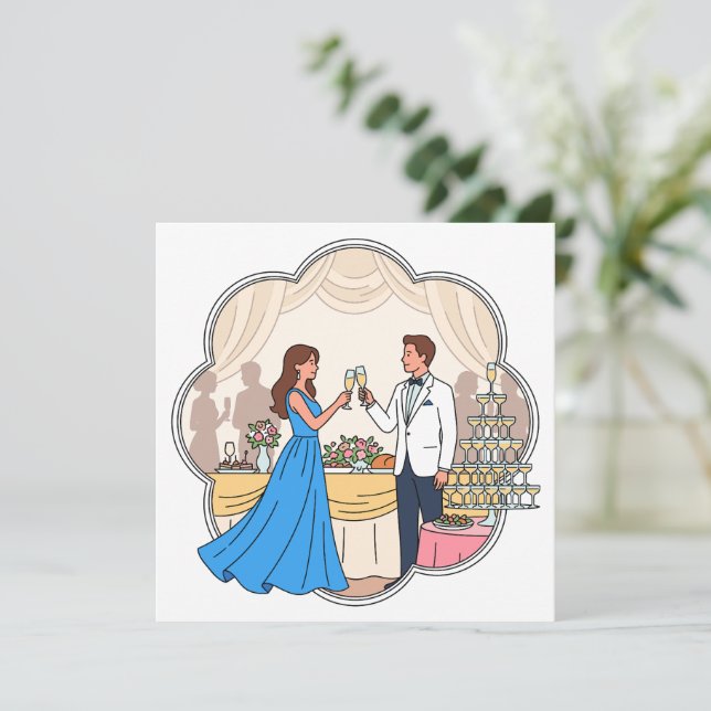 Whimsical Wedding Toast Program - Artistic Couple  (Standing Front)