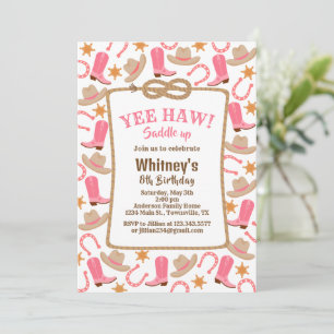 Whimsical Western Boots Birthday Party Invitation