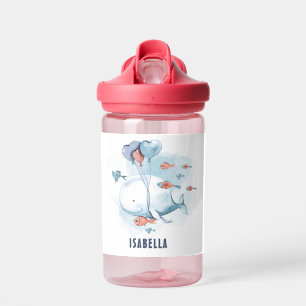 Whimsical Whale and Fishes Kids Water Bottle
