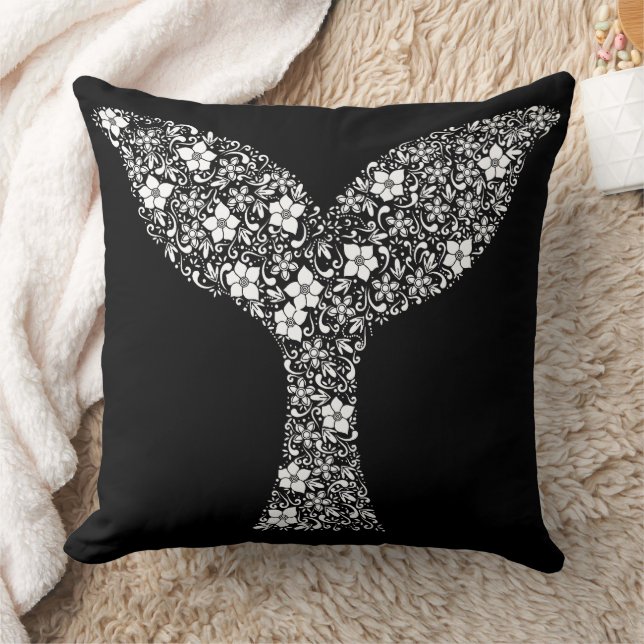 Whimsical Whale Tail: Beauty in Bloom Throw Pillow (Blanket)