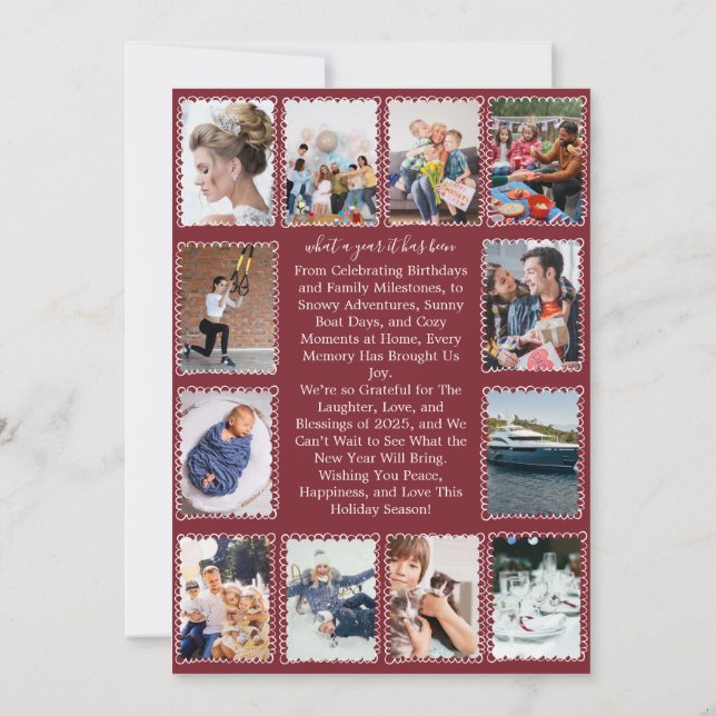Whimsical What a Year Photo Collage Christmas Card (Back)