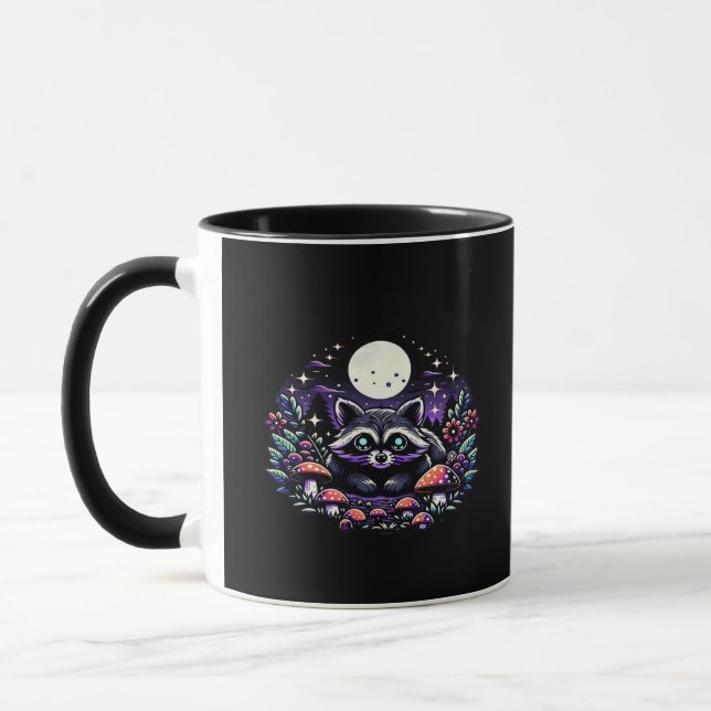 Whimsical Whimsigoth Raccoon Under Moonlight Vinta Mug (Left)
