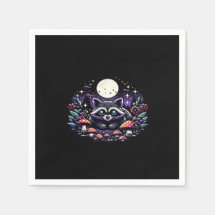 Whimsical Whimsigoth Raccoon Under Moonlight Vinta Napkin