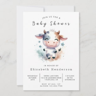  Whimsical Whimsy Cow Baby Shower Invitation