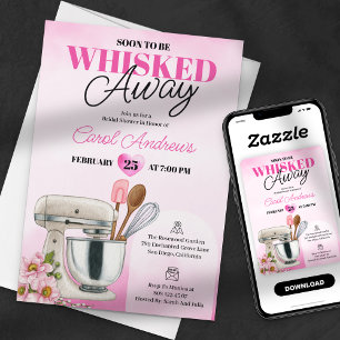 Whimsical Whisked Away Kitchen Bridal Shower Invitation