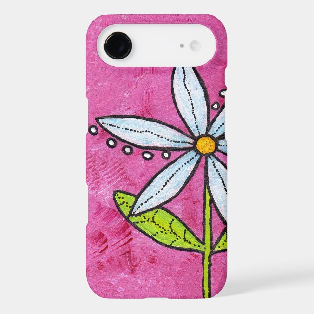 Whimsical White Daisy Flower Pink Case-Mate iPhone Case (Back)
