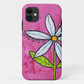 Whimsical White Daisy Flower Pink iPhone 11 Case