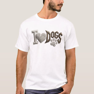 Whimsical White I LOVE DOGS Original Design T-Shirt