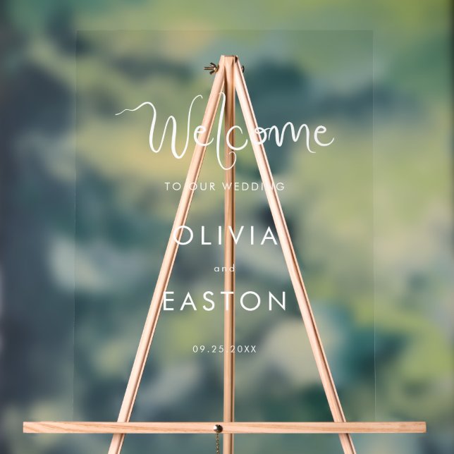 Whimsical White Mariage manuscrit Bienvenue (Neutre)