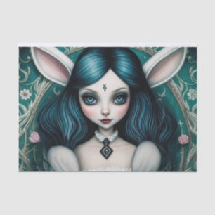 Whimsical White Rabbit Girl Alice Decoupage Paper 