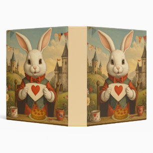 Whimsical White Rabbit Hearts Enchanted Wonderland Binder