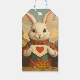 Whimsical White Rabbit Hearts Enchanted Wonderland Gift Tags