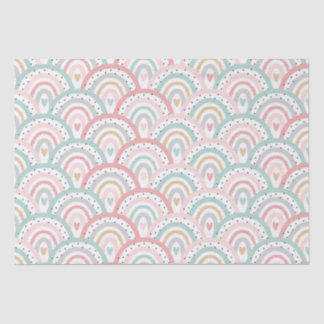 Whimsical White Rainbows and Hearts Pastel  Tissue Paper