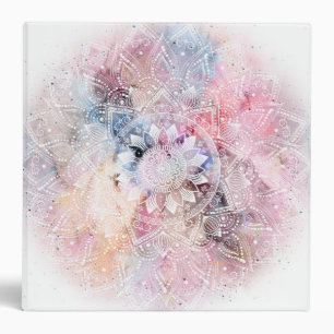 Whimsical white watercolor mandala design binder