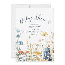 Whimsical White Wildflower Invitation