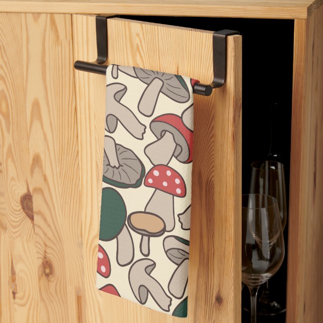 Whimsical Wild Fungi & Toadstool Kitchen Towel (Thirds Fold)