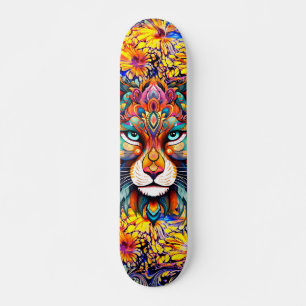 Whimsical Wild Tiger Abstrait Art Skateboard Deck