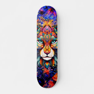 Whimsical Wild Tiger Abstrait Art Skateboard Deck