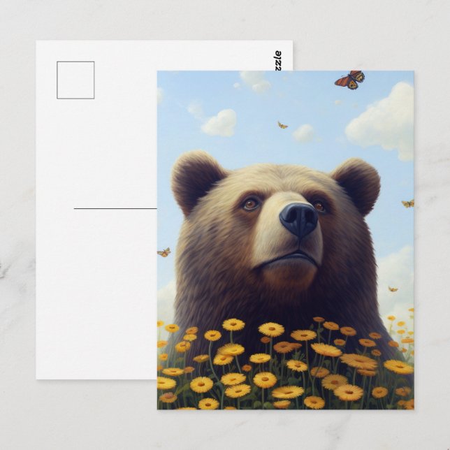 Whimsical Wilderness: The Bear’s Dreamy Dance with Postcard (Front/Back)