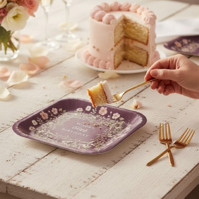 Whimsical Wildflower 60th Birthday Plates (Creator Uploaded)