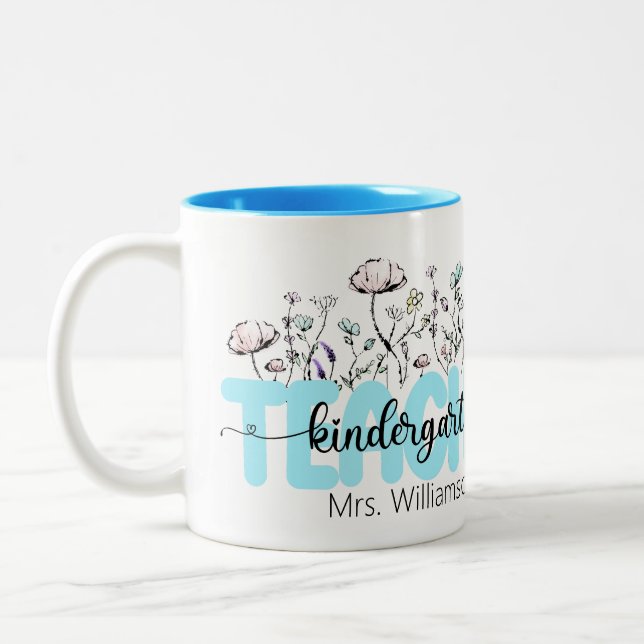 Whimsical Wildflower A Charming Gift for Teachers Two-Tone Coffee Mug (Left)