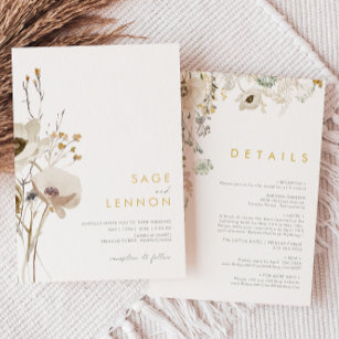 Whimsical Wildflower All In One Wedding Invitation