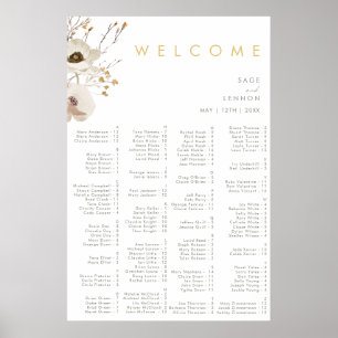 Whimsical Wildflower Alphabetical Seating Poster