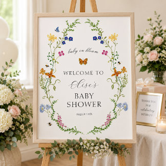 Whimsical Wildflower Baby in Bloom Shower Welcome Poster