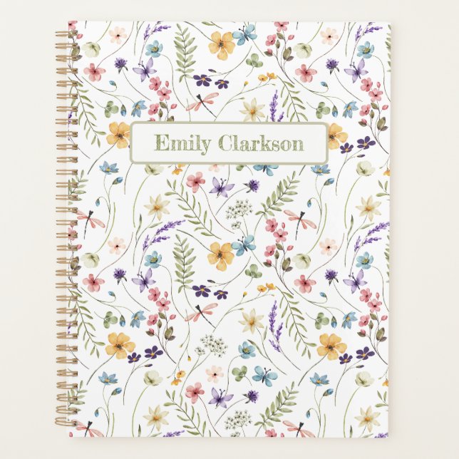 Whimsical Wildflower Bloom Colorful Spring Pattern Planner (Front)