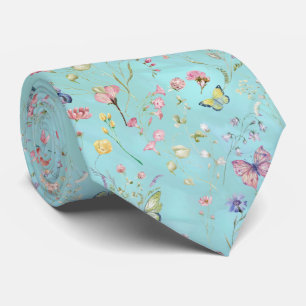 Whimsical Wildflower Blue Neck Tie