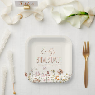 Whimsical Wildflower Boho Bridal Shower In Bloom Paper Plate