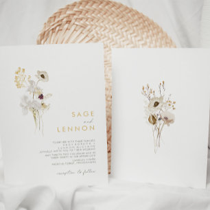 Whimsical Wildflower Bouquet Wedding Invitation