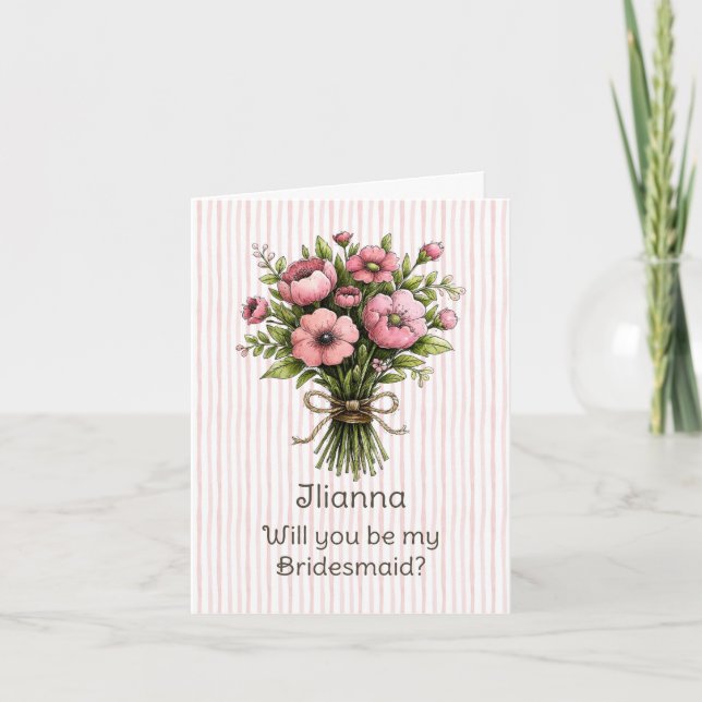 Whimsical Wildflower Bridesmaid Proposal Card (Front)