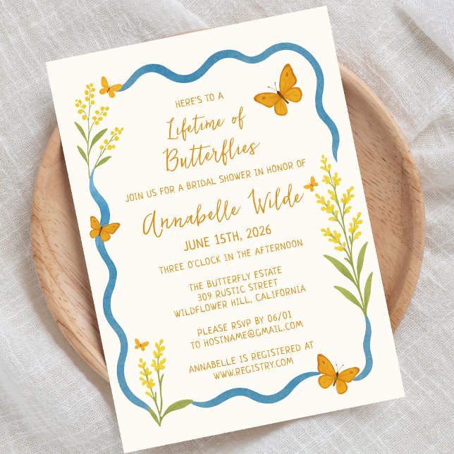 Whimsical Wildflower Butterfly Chic Bridal Shower Invitation (Creator Uploaded)