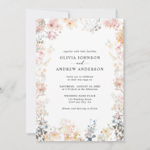 Whimsical Wildflower Elegant Modern Floral Wedding Invitation