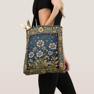 Whimsical Wildflower Evening Dusty Purple Floral Tote Bag