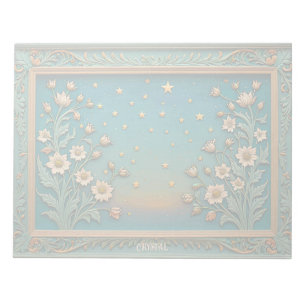 Whimsical Wildflower Evening Teal Prism Monogram Notepad
