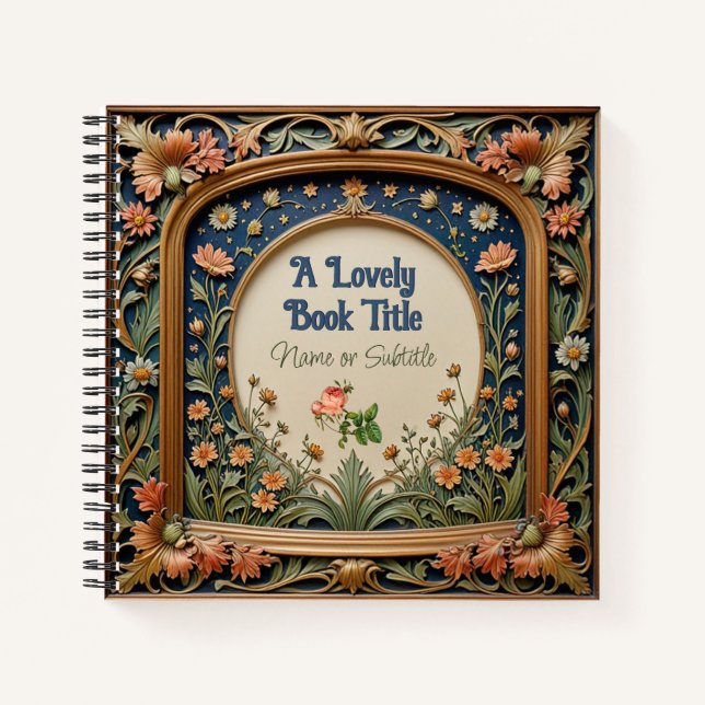 Whimsical Wildflower Evening William Morris Style Notebook (Front)