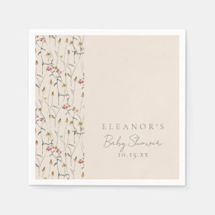 Whimsical Wildflower Floral Custom Baby Shower Napkin