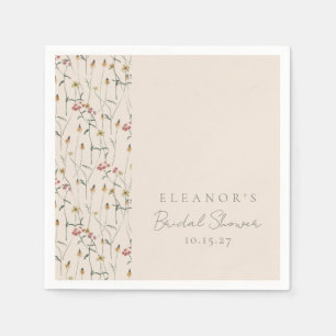Whimsical Wildflower Floral Custom Bridal Shower Napkin