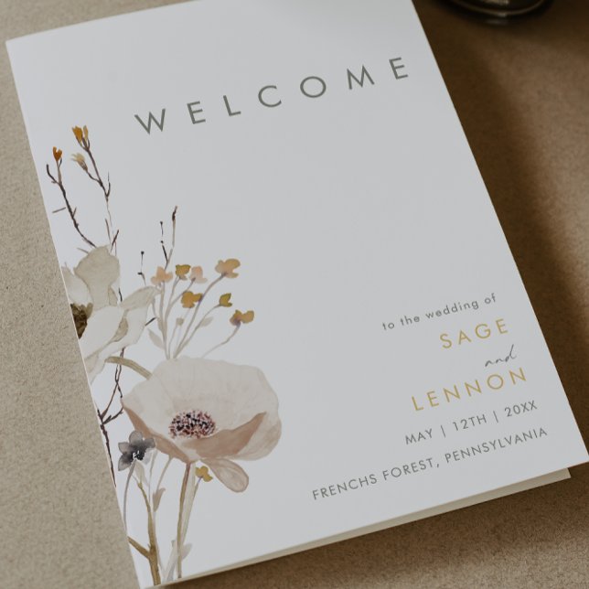 Whimsical Wildflower Folded Wedding Program (Creator Uploaded)