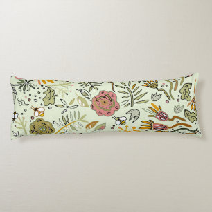 Whimsical Wildflower Garden & Bumblebee Pattern Body Pillow