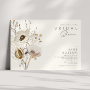 Whimsical Wildflower   Ivory Bridal Shower Invitation